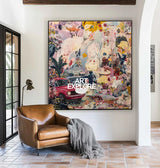 Modern Minimalist Art – Oversized Handmade Graffiti Oil on Canvas Painting | ArtExplore