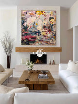 Modern Graffiti Wall Art for Living Room – Large Handmade Oil on Canvas Painting | ArtExplore