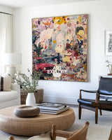 Large Square Graffiti Oil Painting – Handmade Urban Canvas Wall Art for Home Decor | ArtExplore