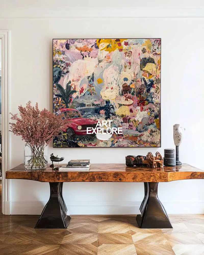 Modern Home Decor Graffiti Oil Painting – Large Textured Handmade Canvas Art | ArtExplore