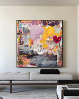 Modern Urban Graffiti Canvas – Square Handmade Texture Painting for Large Spaces | ArtExplore