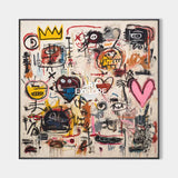 Modern Graffiti Heart Art – Large Square Abstract Canvas for Urban Home Decor | ArtExplore
