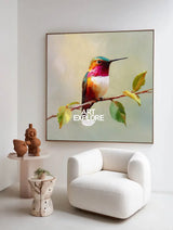 Vibrant Hummingbird Still Life Oil Painting – Large Handmade Canvas Wall Art | ArtExplor