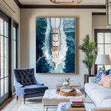 Large Sea Ship Canvas Wall Art Blue White Ship Wall Art Modern Fine Art Paintings for Sale