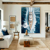 Large Sea Ship Canvas Wall Art Blue White Ship Wall Art Modern Fine Art Paintings for Sale