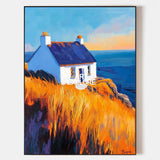 Large Country View Wall Art Blue Landscape Wall Art Modern Fine Art Paintings for Livingroom