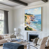 Seaside Landscape Oil Painting Large Textured Seaside Wall Art Modern Fine Art Paintings for Sale
