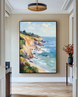 Seaside Landscape Oil Painting Large Textured Seaside Wall Art Modern Fine Art Paintings for Sale