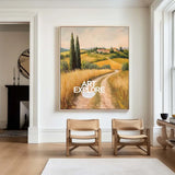 Modern Farmhouse Art Painting Large Landscape Painting Yellow Texture Countryside Wall Art for Sale