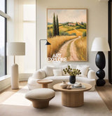 Modern Farmhouse Art Painting Large Landscape Painting Yellow Texture Countryside Wall Art for Sale