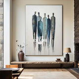 Minimalist Group Silhouette Painting – Large Canvas Art for Contemporary Wall Styling