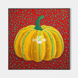 Modern Bold Color Pumpkin Wall Art Yayoi Kusama Painting, Large Pumpkin Painting for Living Room