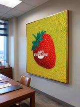 ArtExplore Modern Strawberry Painting – Large Handmade Pop Art Bold and Colorful Home Interiors for sale