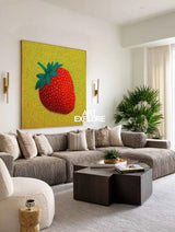 ArtExplore Modern Strawberry Painting – Large Handmade Pop Art Bold and Colorful Home Interiors for sale