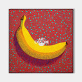 ArtExplore Pop Art Banana Painting – Bold Handmade Yayoi Kusama Wall Art Large Living Room Wall Art