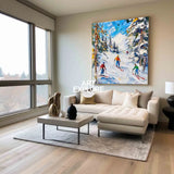 Skiing Canvas Painting Large Mountain Skiing Wall Art Modern Snow Art Large Painting For Livingroom