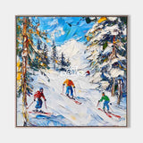 Skiing Canvas Painting Large Mountain Skiing Wall Art Modern Winter Art Large Painting For Livingroom