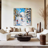 Skiing Canvas Painting Large Mountain Skiing Wall Art Modern Snow Art Large Painting For Livingroom