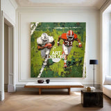 Large Football Game Painting Green Textured Art for Football Lovers Sport Painting For Home Decor