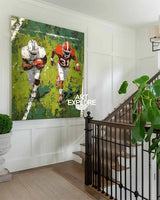 Large Football Game Painting Green Textured Art for Football Lovers Sport Painting For Home Decor