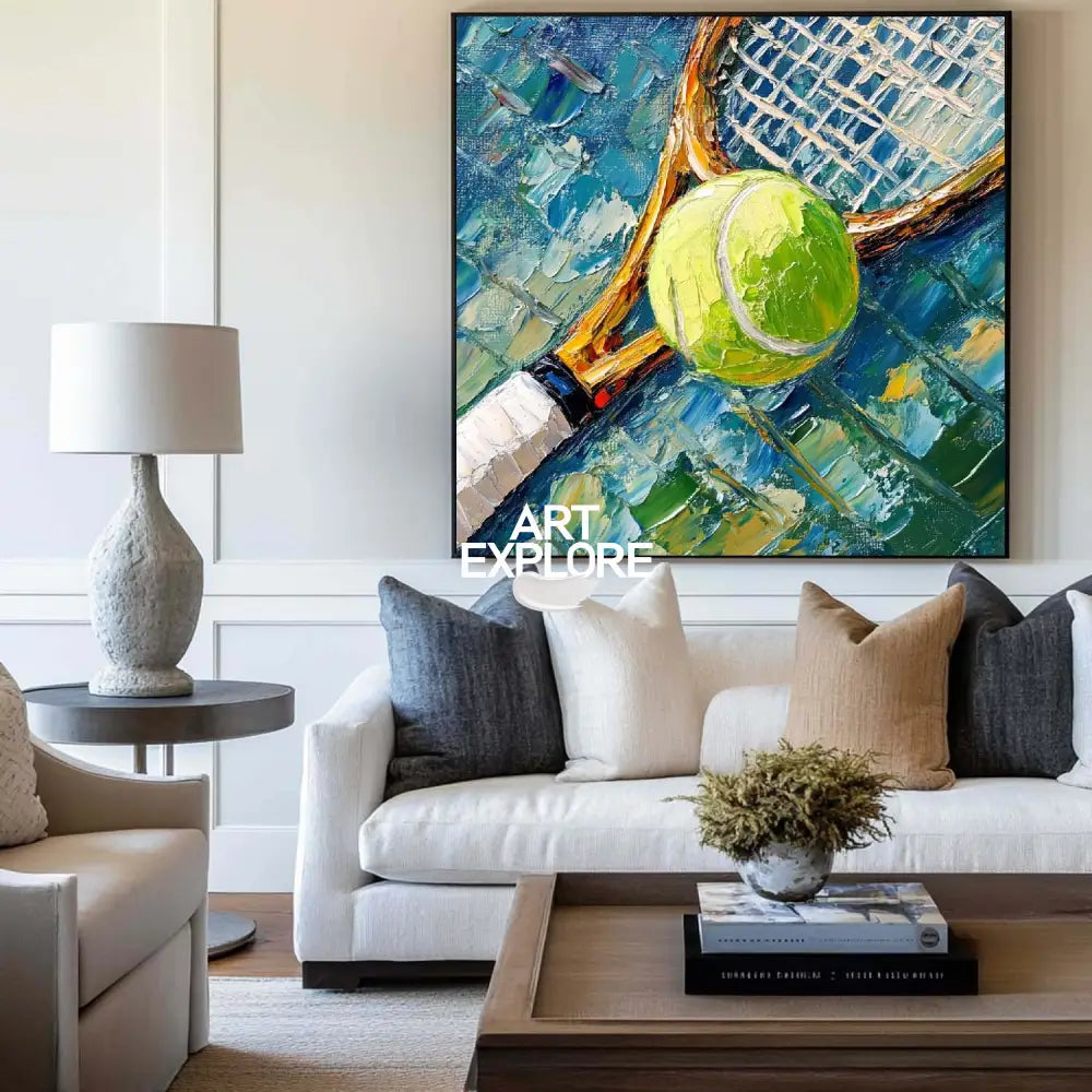 Contemporary Tennis Textured Fine Art Tennis Sport Art Painting Modern Sport Wall Art For Sale