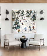 Winter Snow Painting Winter Wall Art Modern Snow Wall Art Large Textured artwork for living room