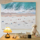 Oversize Windy Beach Canvas Art Abstract Coastal Acrylic Seascape Paintings Modern Landscape Wall Art