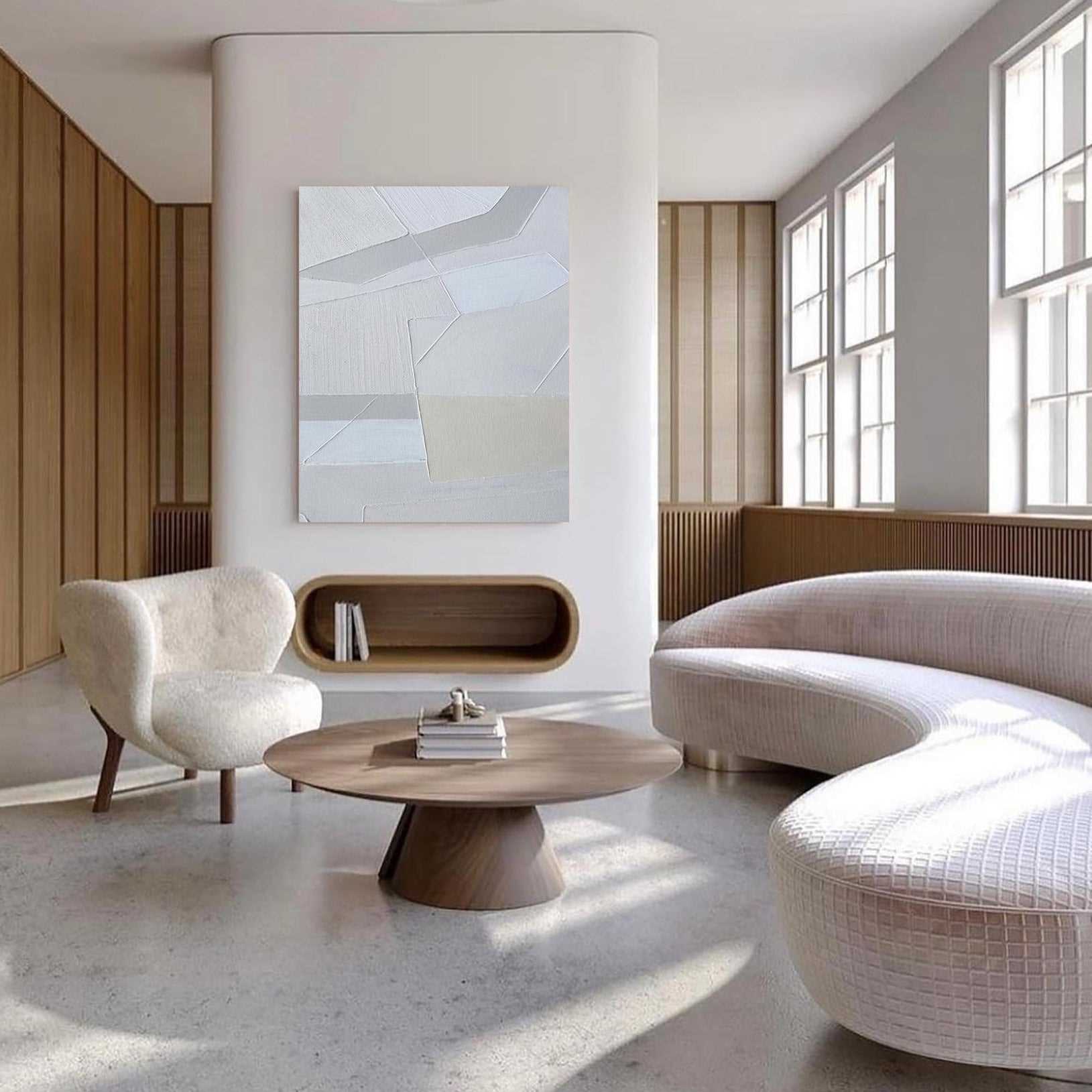 white abstract canvas art modern minimalist art large canvas art for living room