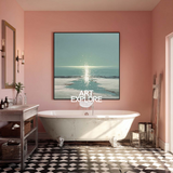 Square Ocean Horizon Painting for Modern Living Room | Handmade ArtExplore Piec