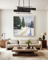 Modern Winter Snow Wall Art Large texture wall paintings Winter artwork Textured art for entryways