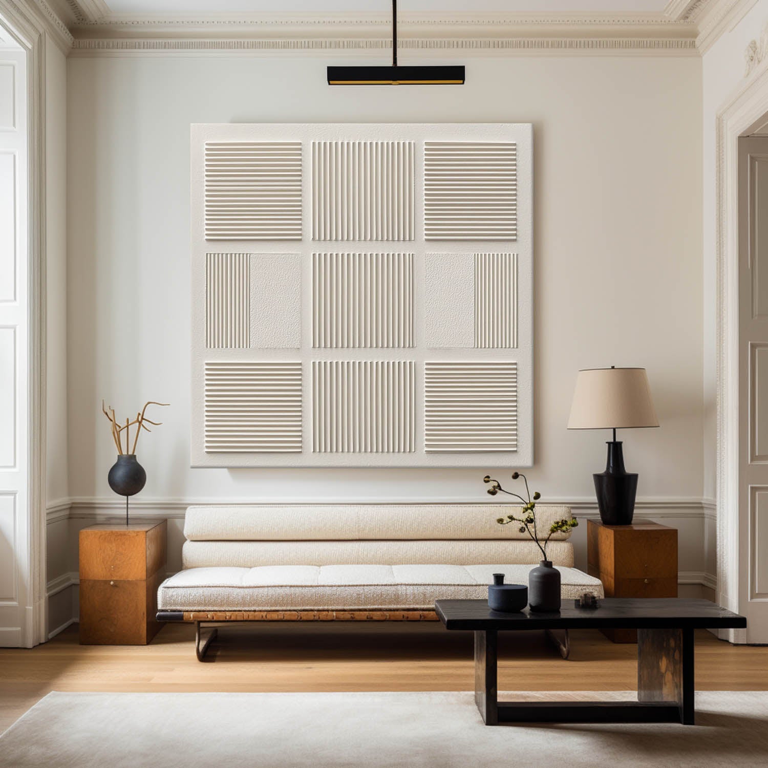 Large Beige Canvas Art Textured Wall Art Wabi-sabi Minimalist Plaster Wall Art For Livingroom