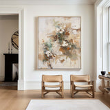 Large Wabi-sabi Beige Canvas Art Beige Minimalist Acrylic Painting Handmade Canvas Art For Sale