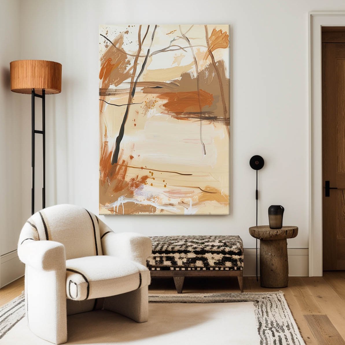 Minimalist Bright Color Wall Art Light Beige Canvas Art Original Painting Abstract Painting