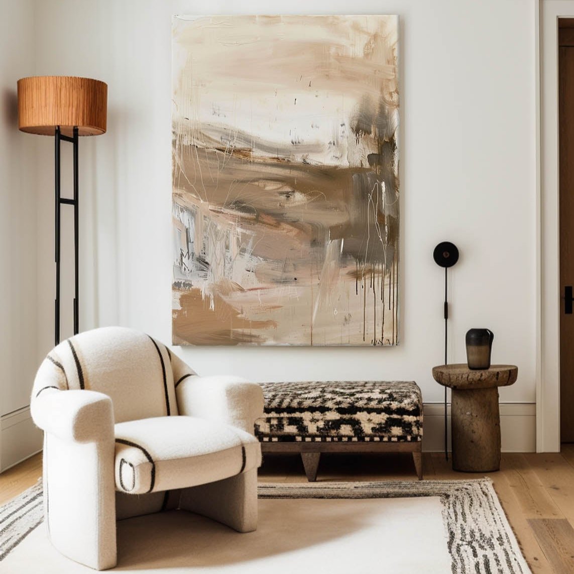 Modern Beige Paintings Wabi-sabi Neutral Abstract Painting Large Biege Wall Art Modern Wall Decor