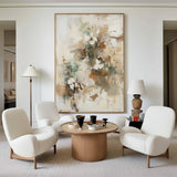 Large Wabi-sabi Beige Canvas Art Beige Minimalist Acrylic Painting Handmade Canvas Art For Sale