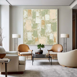 Green Textured Art Painting Plaster Painting Square Textured Wall Art Abstract Texture Painting For Sale