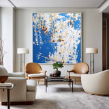 Sky Blue Art Painting Pure Blue Abstract Art Blue Bauhaus Painting Modern Wall Art For Livingroom