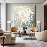 Large Beige and White Textured Art Painting Square Textured Wall Art Minimalist Texture Painting
