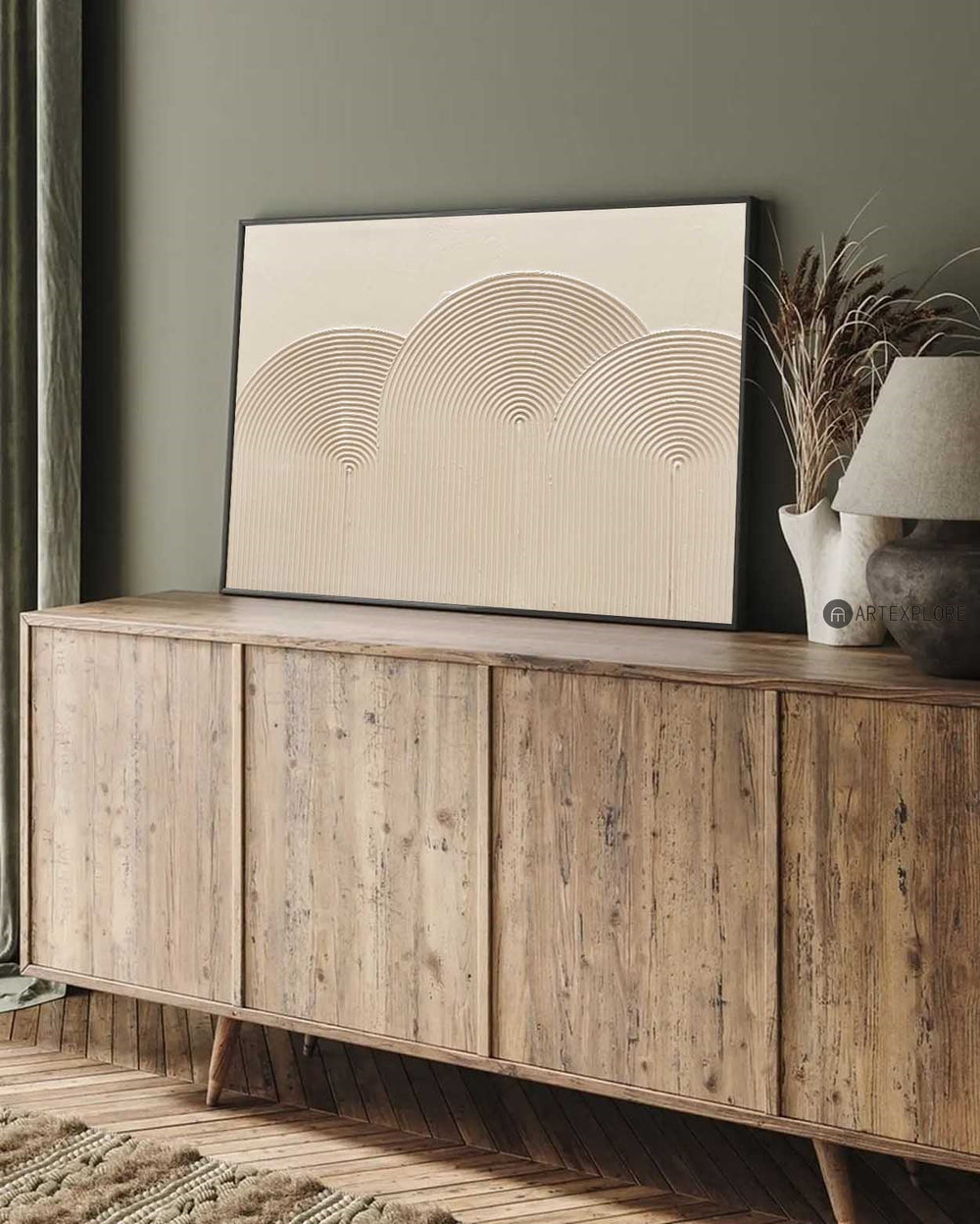 Beige Rich Textured Painting Modern Abstract Art, Minimalist Beige Monochromatic Art Artworks, Large Custom Acrylic Canvas Paintings