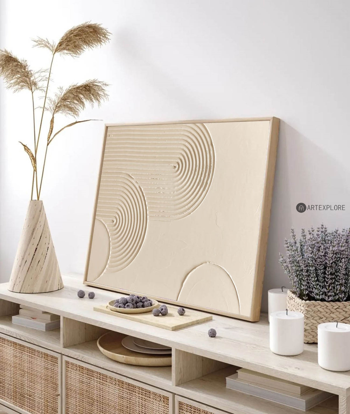 Luxury Rich Beige Textured Painting Beige Abstract Art Minimalist Wall Art Mid Century Acrylic Abstract Painting Decorations