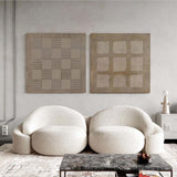 Wabi-Sabi Brown Abstract Art 2 Pieces Minimalist Painting Plaster Painting Square Framed Art