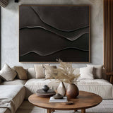 Black 3D Texture Painting Modern Minimalist Luxury Art Black Abstract Wall Art Black 3D Abstract Painting on Canvas
