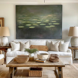 Modern Green Pond Water Green Handmade Wall Art Large Minimalist Wall Art Green Wall Decor