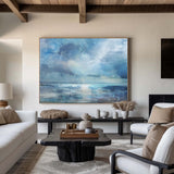 Abstract Beach Canvas Art Impressionist Seascape Paintings Large Beach Canvas Wall Art