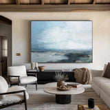 Abstract Beach Art Extra Large Coastal Canvas Wall Art Beach Blue Paint Impressionist Beach