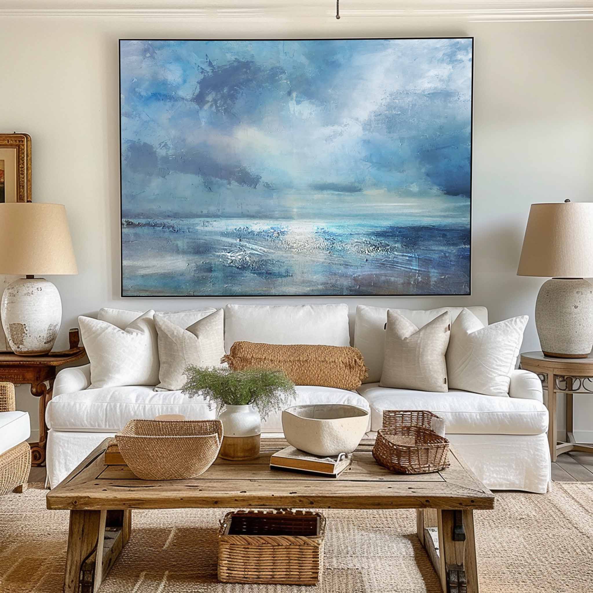 Abstract Beach Canvas Art Impressionist Seascape Paintings Large Beach Canvas Wall Art