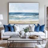 Oversized Beach Acrylic Paintings On Canvas Large Blue Textured Landscape Oil Paintings Artwork Minimalist Apartment Decor