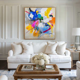 Colorful Bauhaus Painting Square Abstract Bauhaus Wall Art Rich Textured Canvas Art For Livingroom