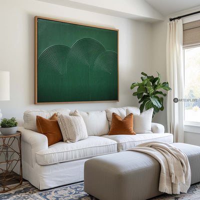 Large Modern Green Textured Abstract Art Painting,Minimalist Green Simple Abstract Art,Green Artwork For Living Room