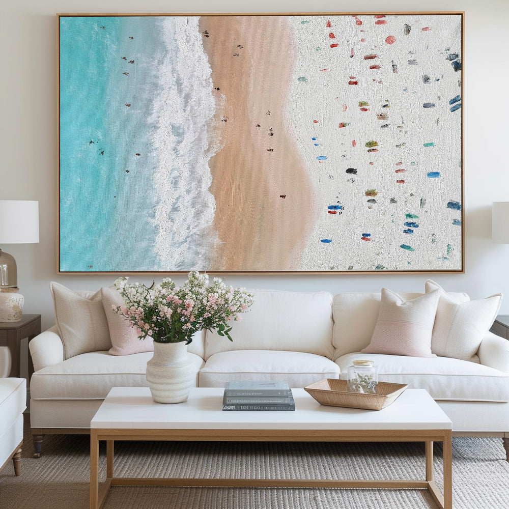 large scale seascape wall art modern coastal artwork ocean acrylic painting